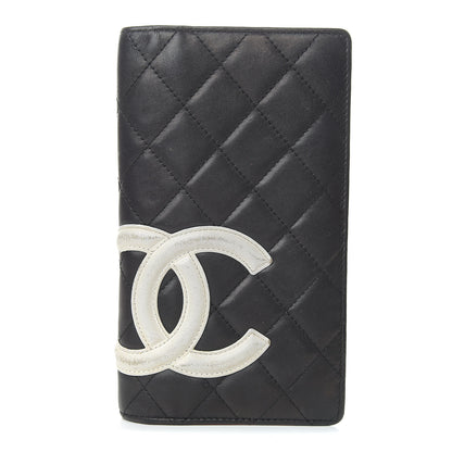 Chanel Calfskin Quilted Cambon Yen Wallet Black White 1 of 11