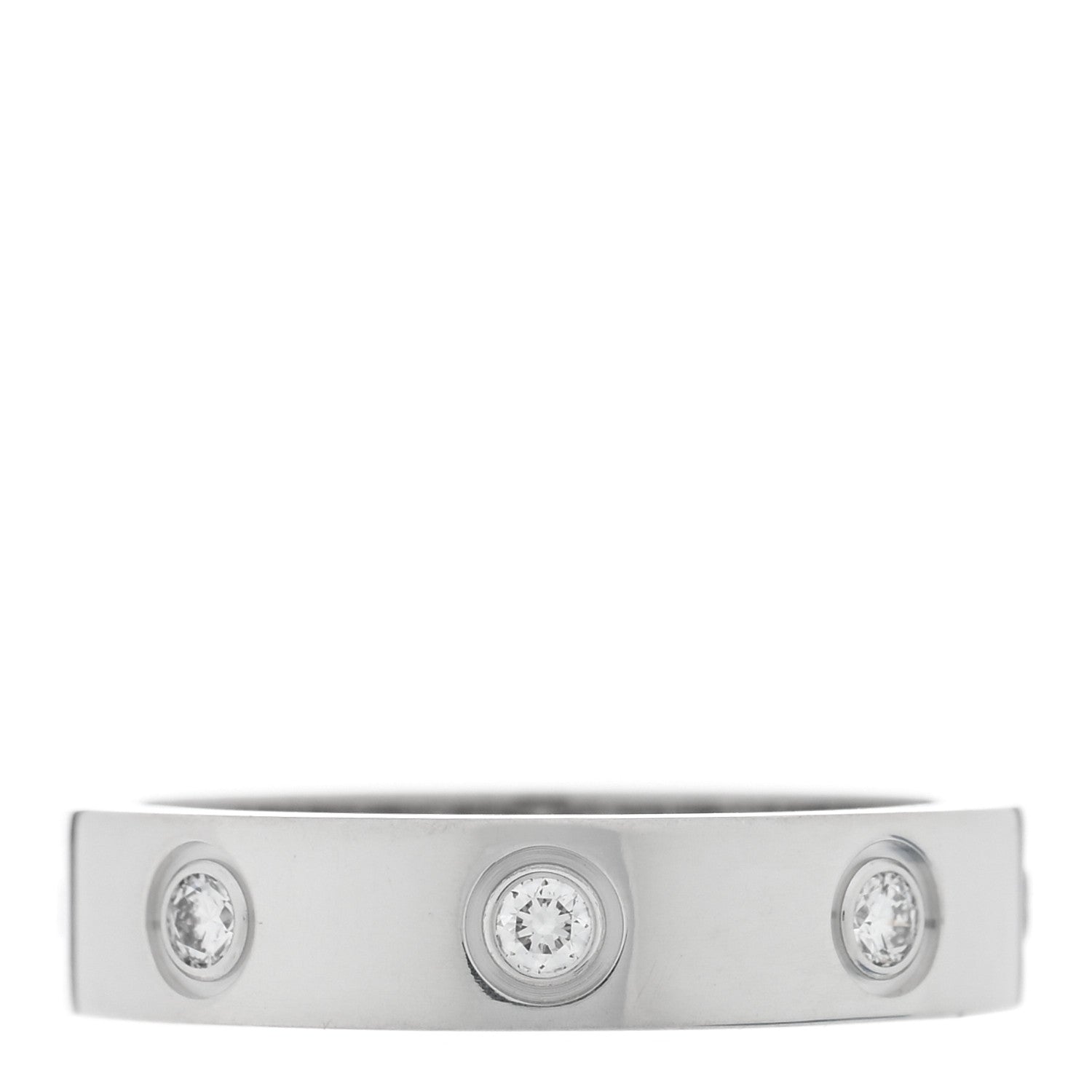 Cartier 18K White Gold 8 Diamond 4mm LOVE Wedding Band Ring 48 4.5 1 of 5