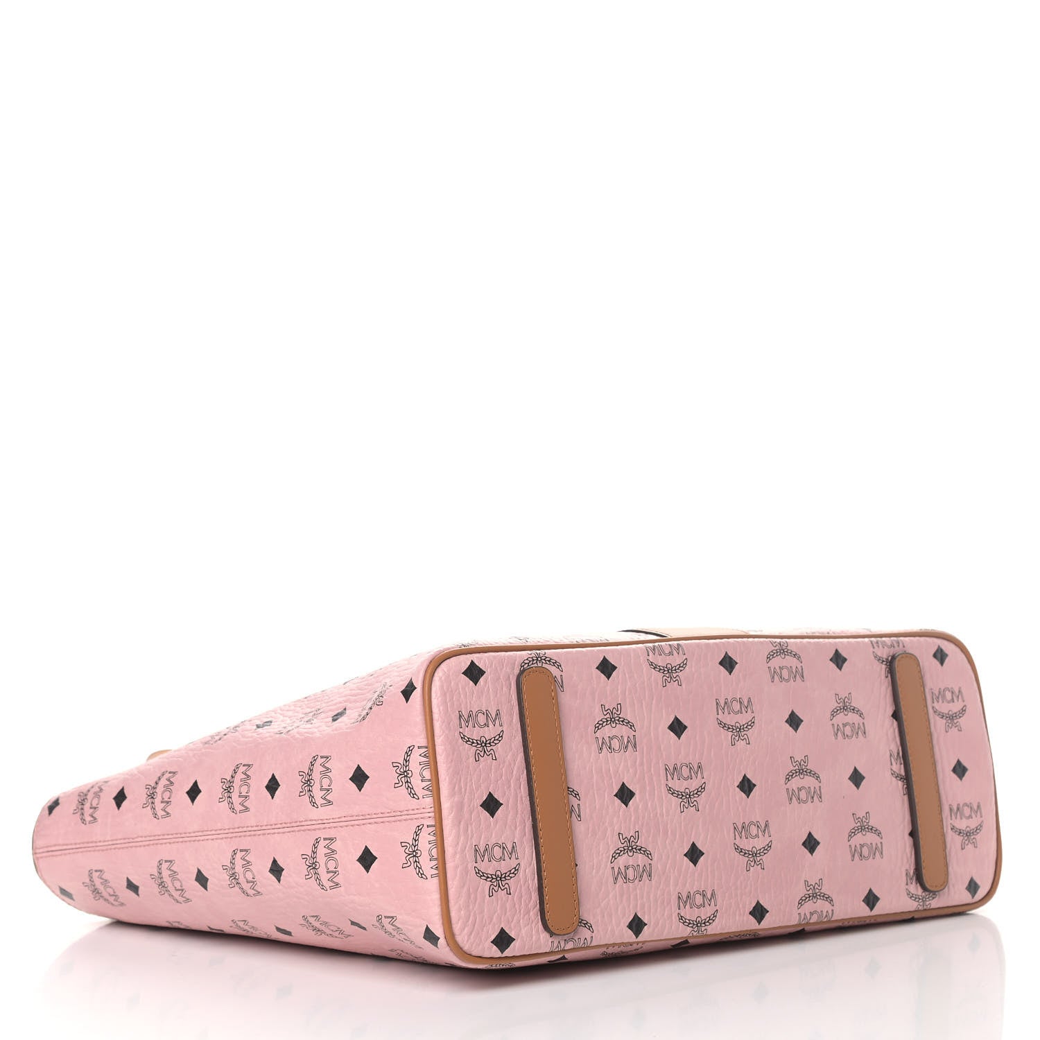 MCM Visetos Medium Anya Zip Top Shopper Tote Soft Pink 3 of 4