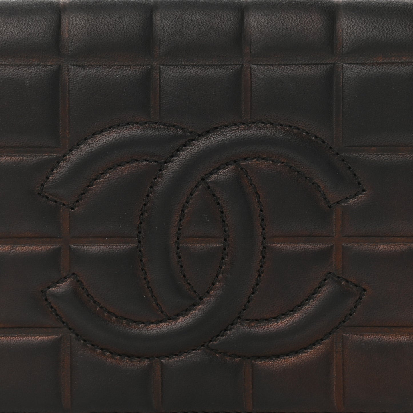 Lambskin Quilted CC Chocolate Bar Flap Black