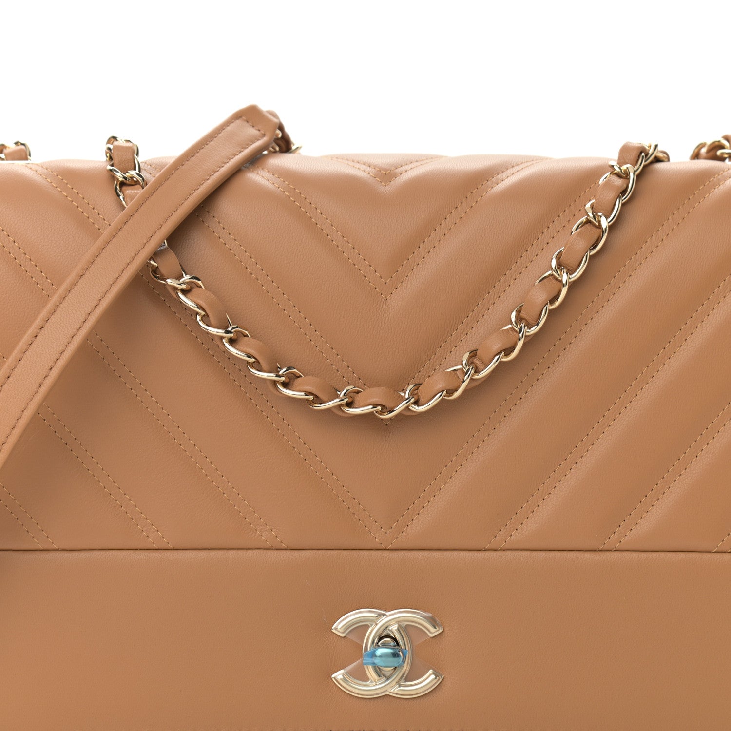 Chanel Lambskin Chevron Quilted Flap Camel 8 of 11