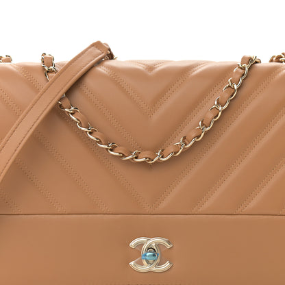 Chanel Lambskin Chevron Quilted Flap Camel 8 of 11