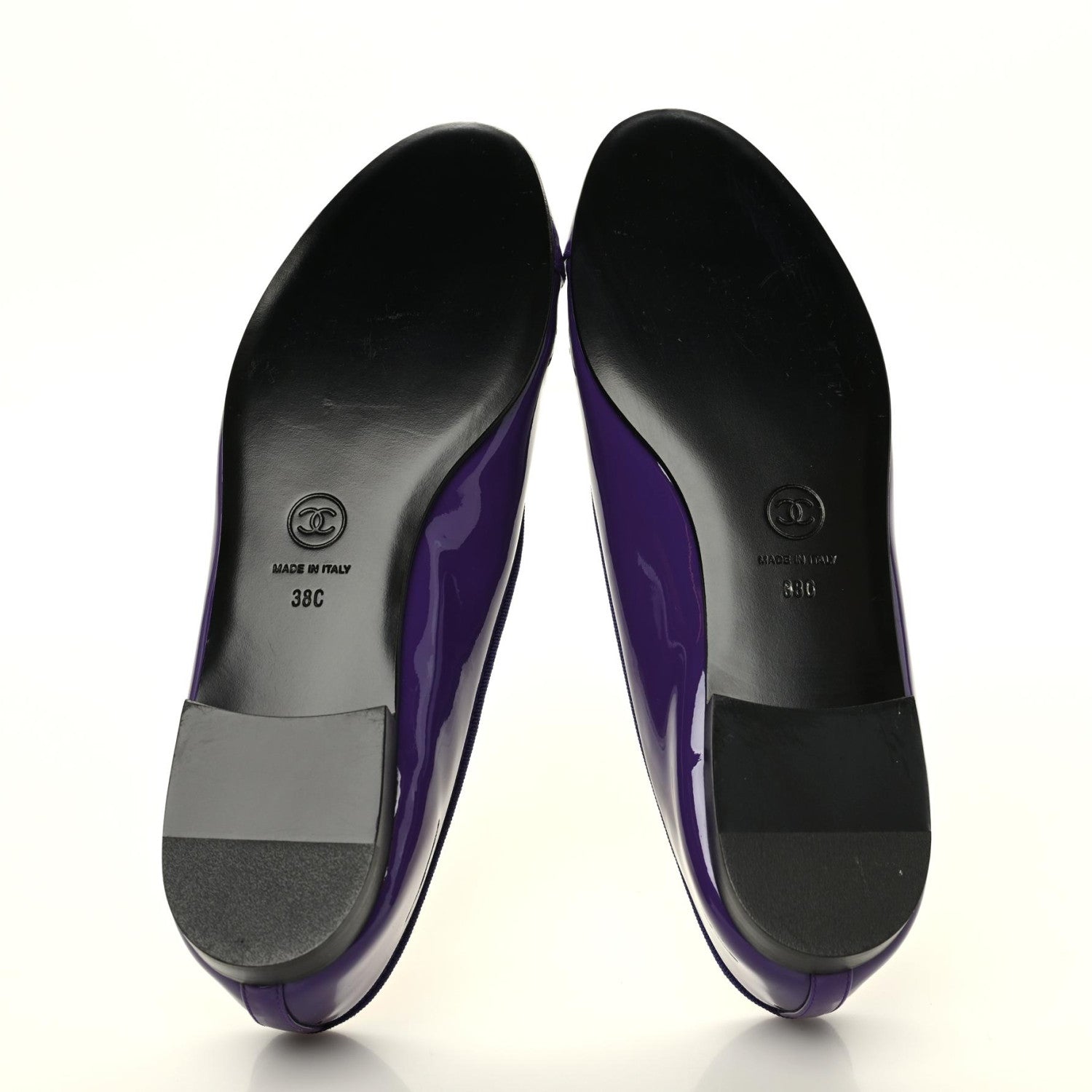 Chanel Patent Calfskin CC Cap Toe Ballerina Flats 38 Purple 5 of 8
