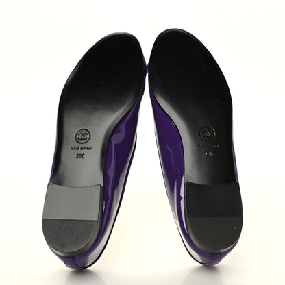 Chanel Patent Calfskin CC Cap Toe Ballerina Flats 38 Purple 5 of 8