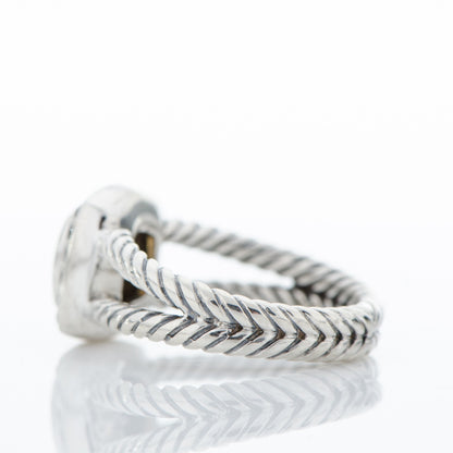 David Yurman Sterling Silver Diamond Citrine 7mm Petite Albion Ring 52 6 3 of 5