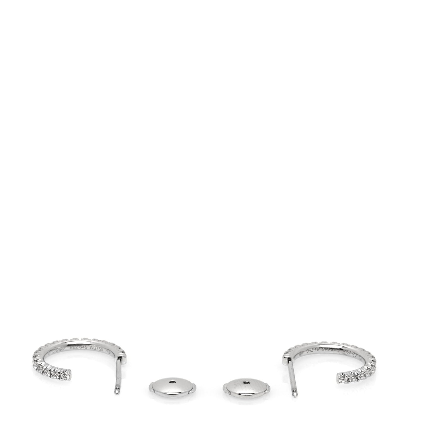 18K White Gold Diamond Small Etincelle De Cartier Hoop Earrings