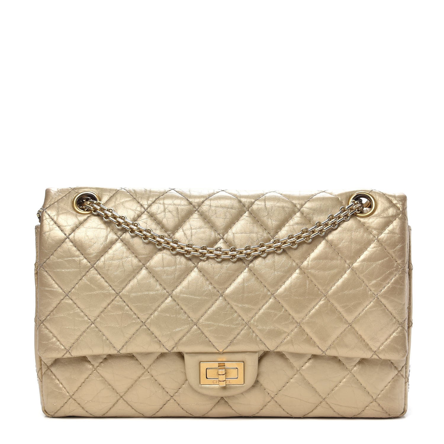 Chanel Metallic Aged Calfskin Quilted 2.55 Reissue 226 Flap Pale Gold 1 of 17