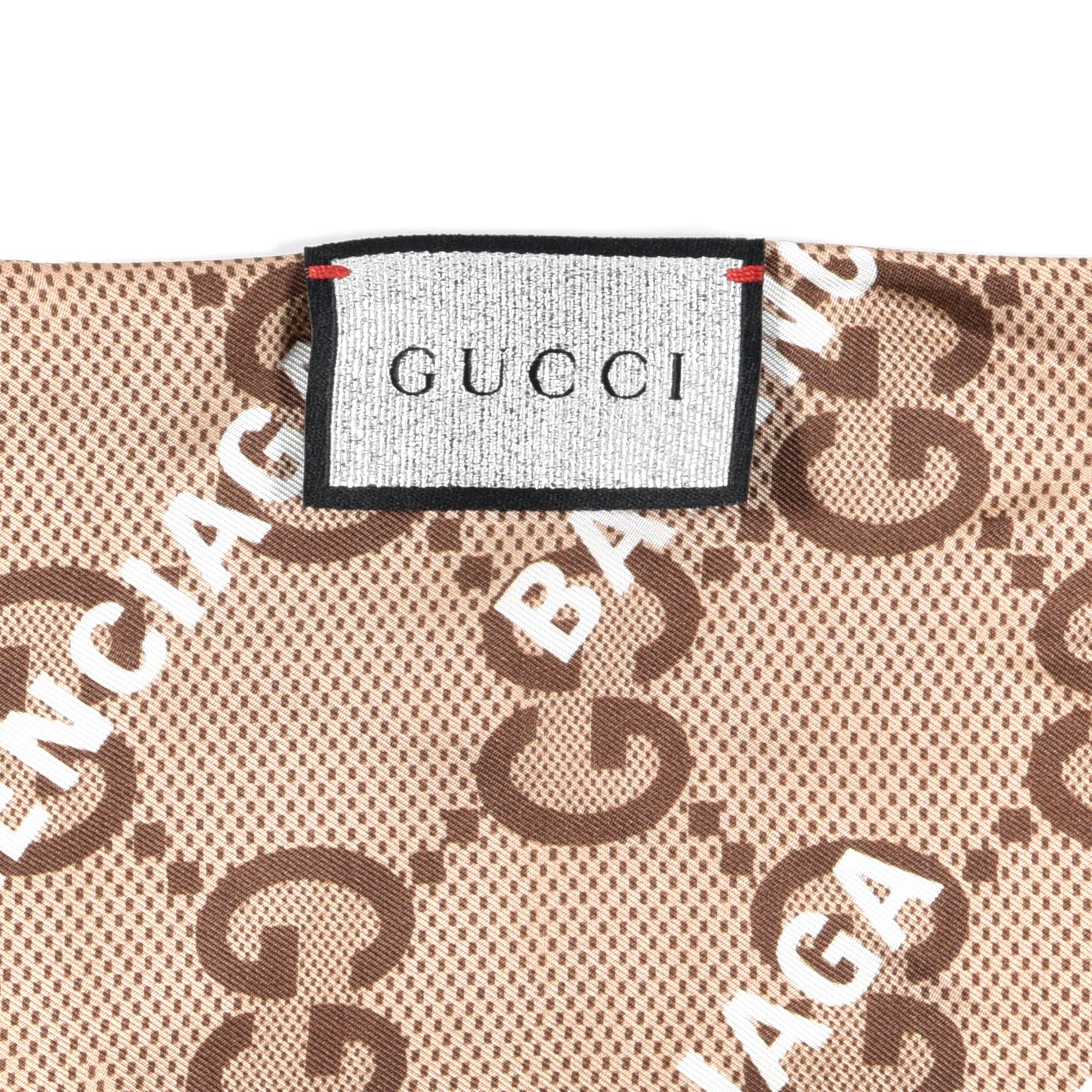 X BALENCIAGA Silk Twill Maxi GG Monogram GG B Neck Bow Scarf Beige White