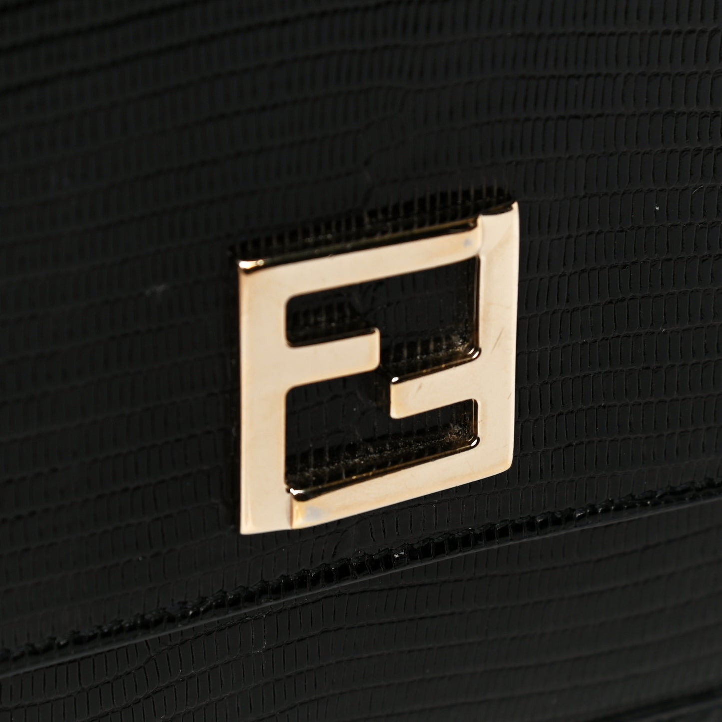 Calfskin Lizard Embossed Wallet on Chain Black