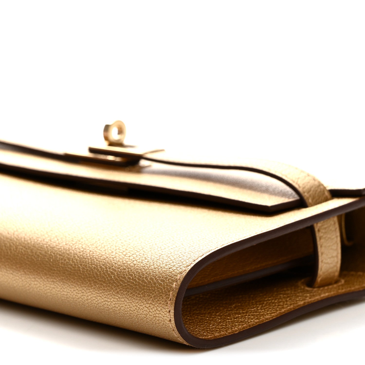Hermes Metallic Chevre Chamkilight Kelly Wallet To Go Dore 10 of 11