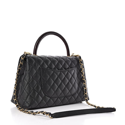 Chanel Caviar Lizard Embossed Quilted Small Coco Handle Flap Black 4 of 12