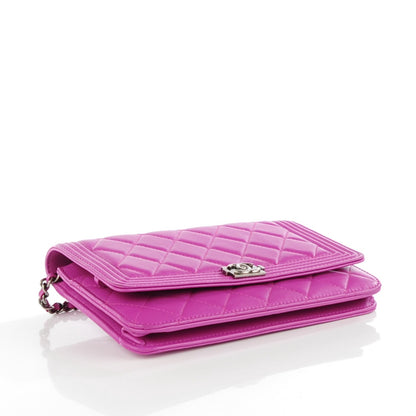 Chanel Lambskin Quilted Boy Wallet On Chain WOC Purple 4 of 8