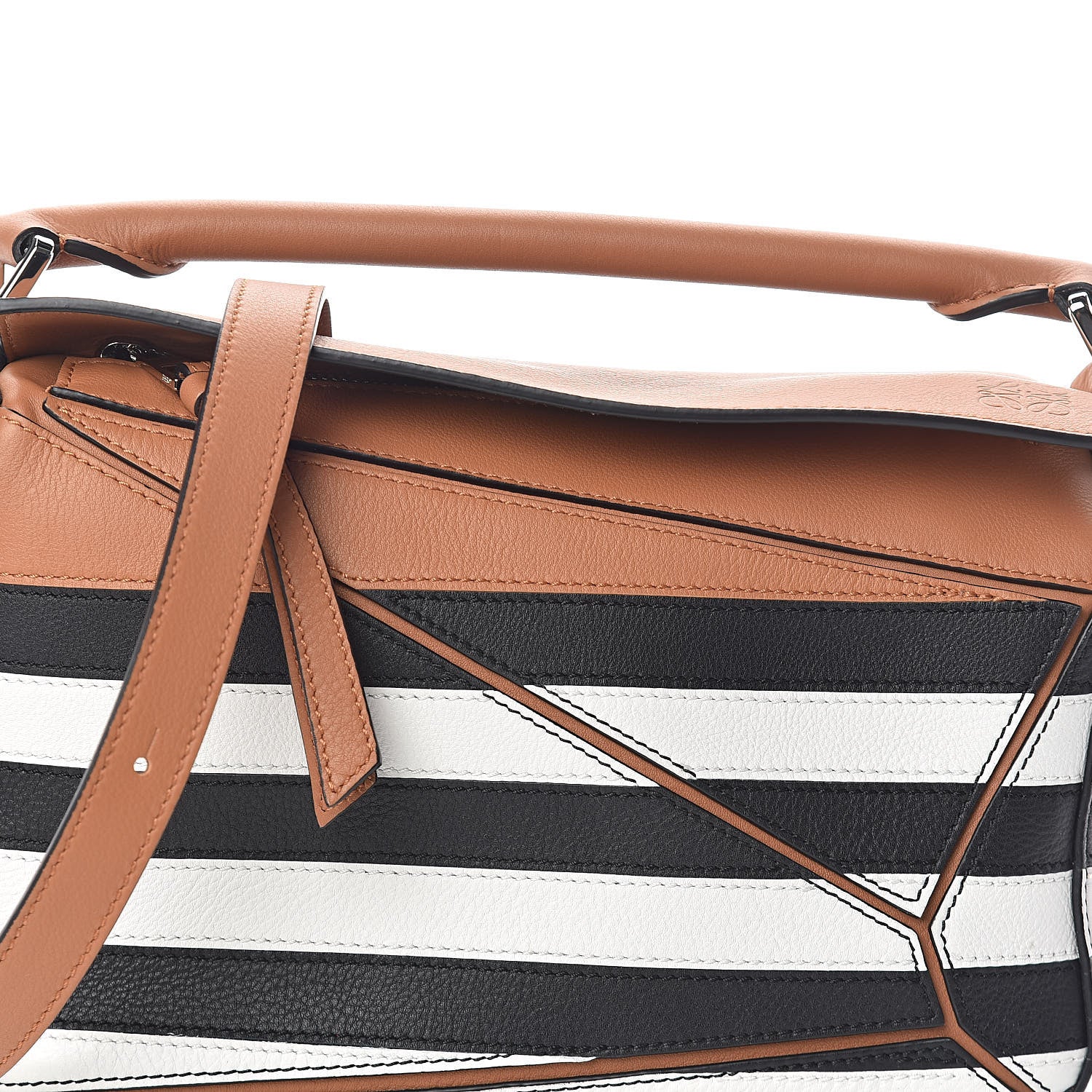 Loewe Calfskin Marine Stripe Small Puzzle Bag Tan 7 of 9