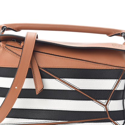 Loewe Calfskin Marine Stripe Small Puzzle Bag Tan 7 of 9