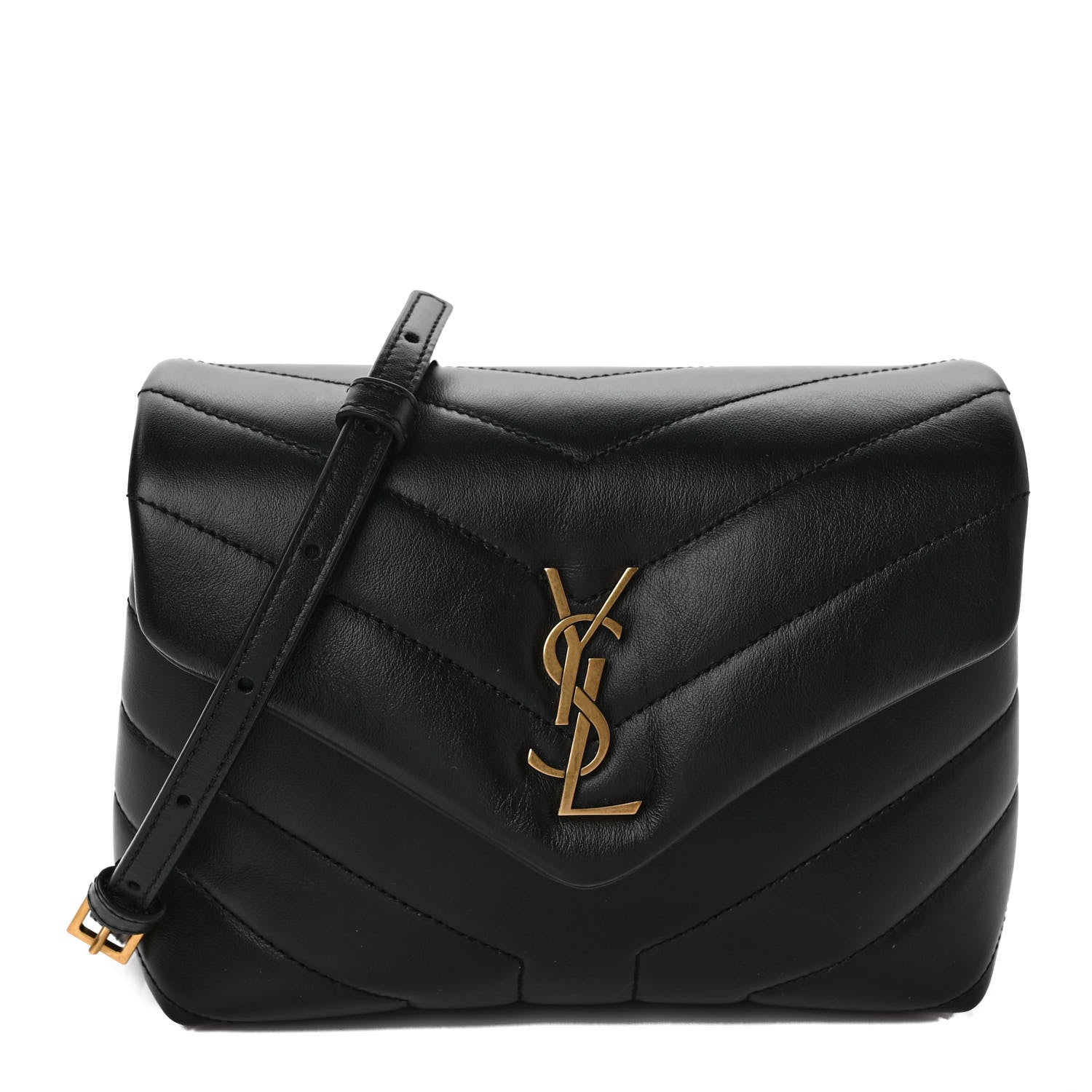 Saint Laurent Calfskin Y Quilted Monogram Toy Loulou Crossbody Bag Black 1 of 12