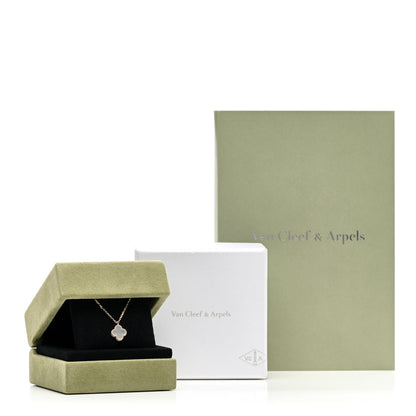 Van Cleef & Arpels 18K Yellow Gold Mother of Pearl Sweet Alhambra Pendant Necklace 5 of 5