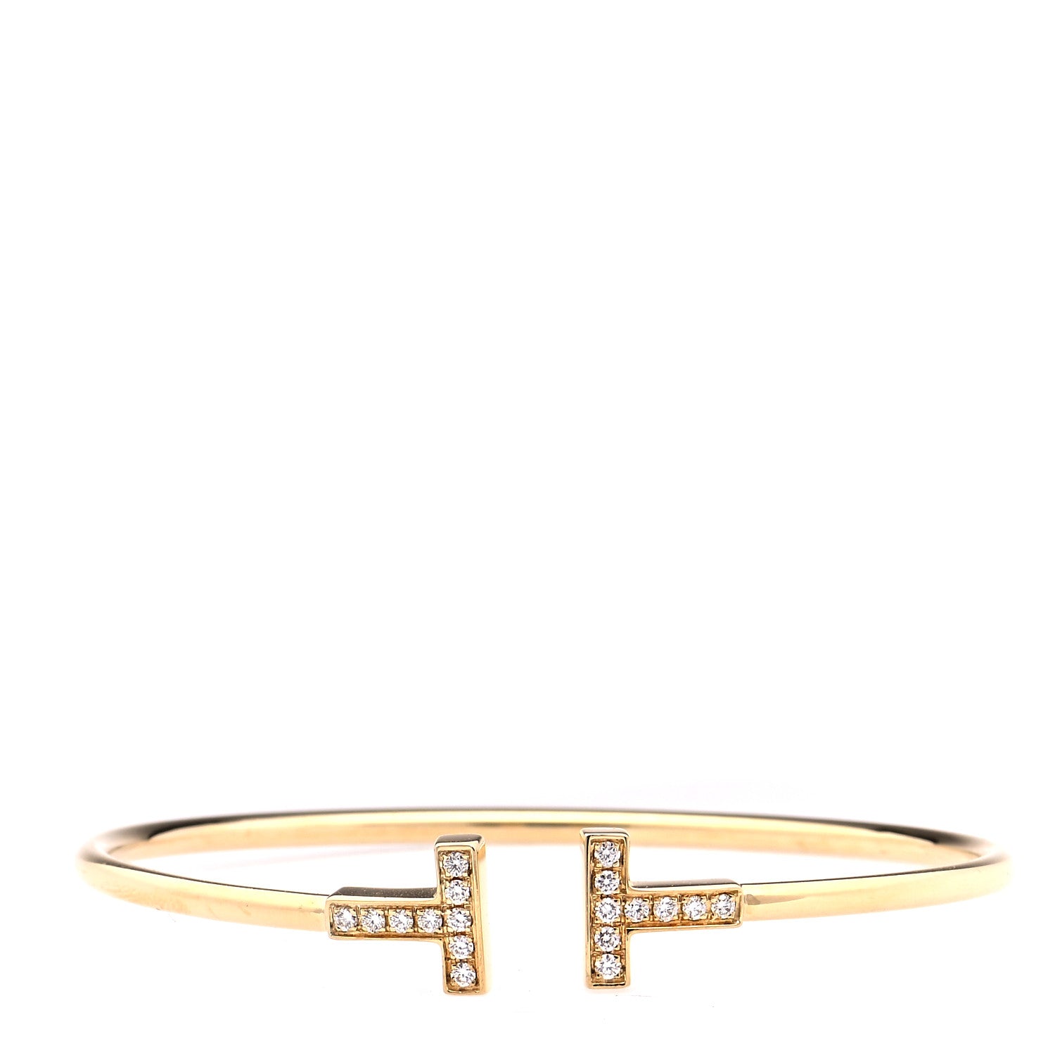 Tiffany 18K Yellow Gold Diamond T Wire Bracelet 1 of 4