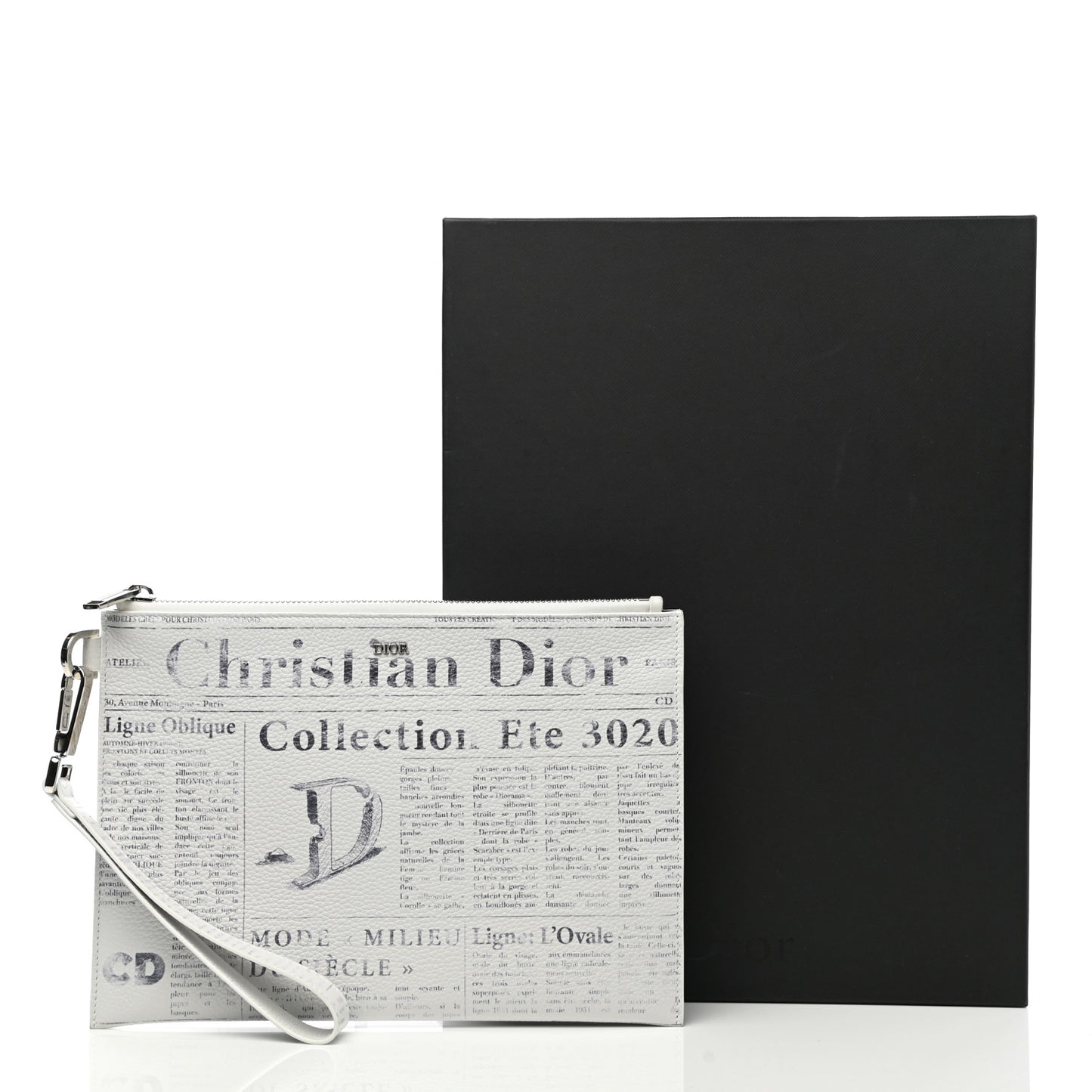 X DANIEL ARSHAM Grained Calfskin Newspaper Wristlet White