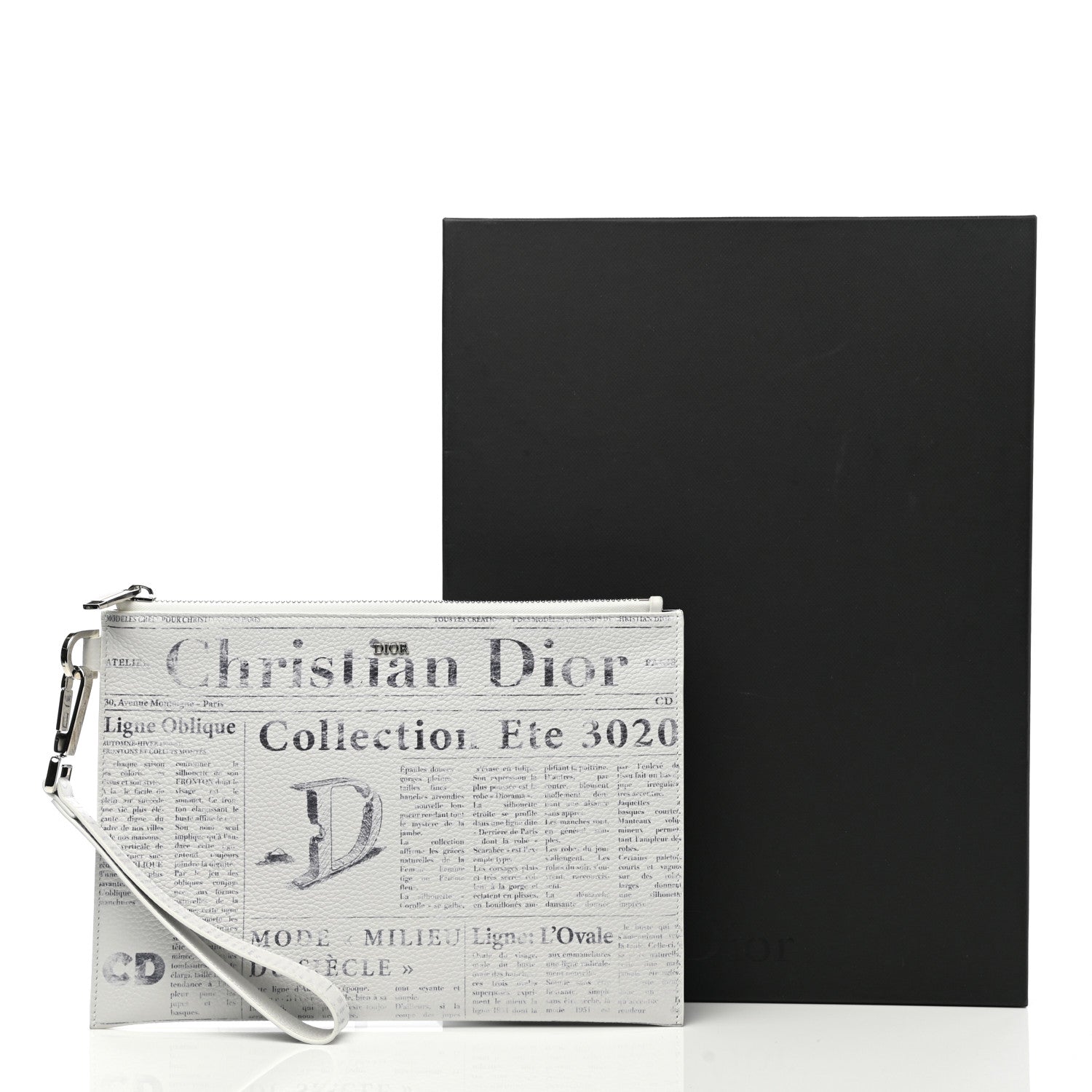 Christian Dior X DANIEL ARSHAM Grained Calfskin Newspaper Wristlet White 12 of 12