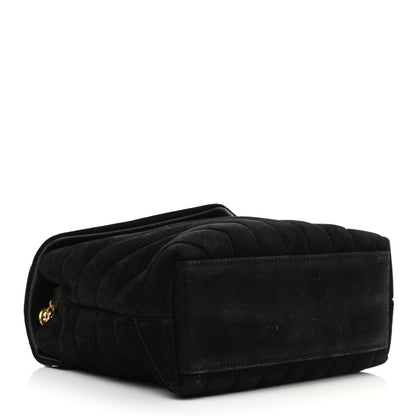 Saint Laurent Suede Calfskin Y Quilted Monogram Small Loulou Chain Satchel Black 4 of 11