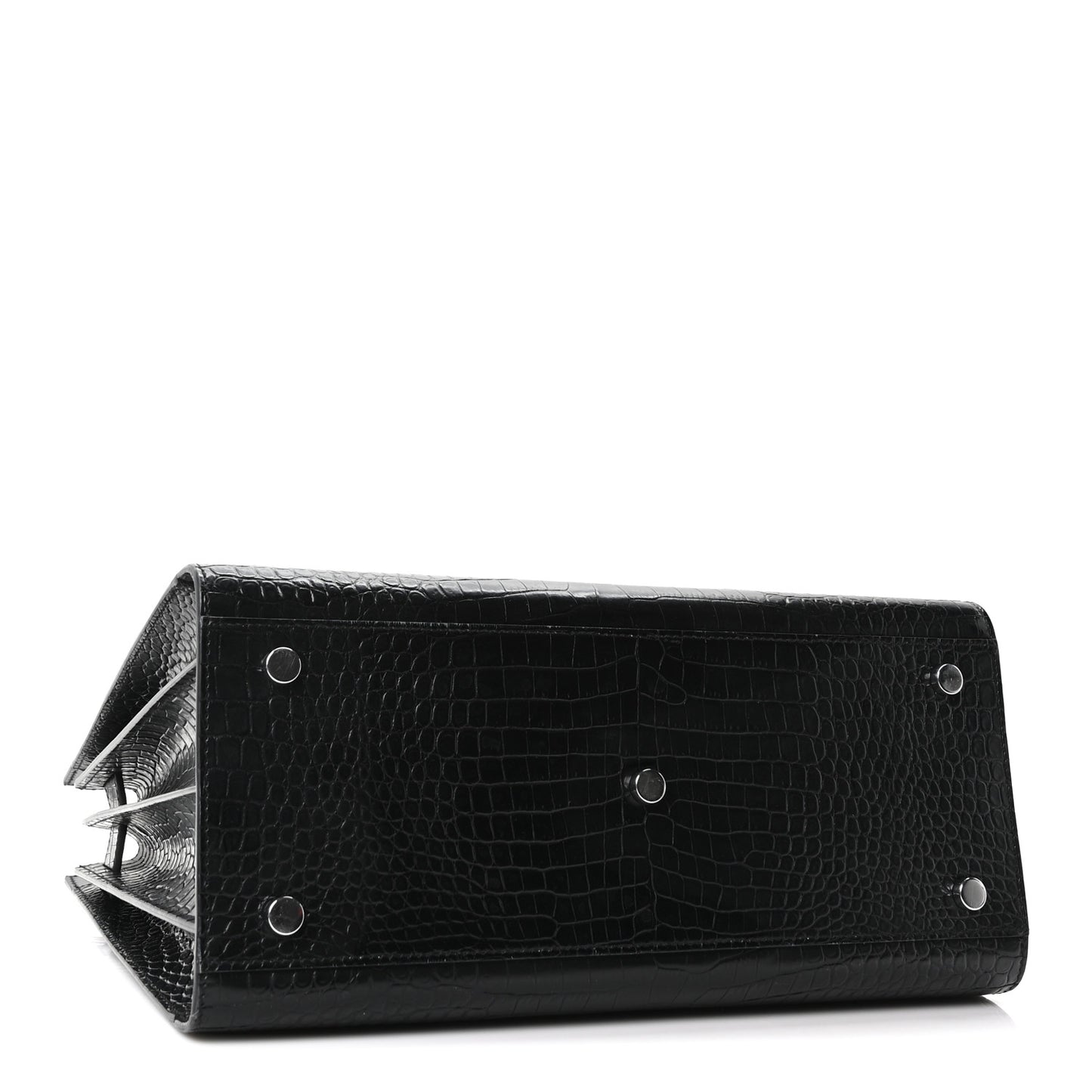 Calfskin Crocodile Embossed Small Sac de Jour Black