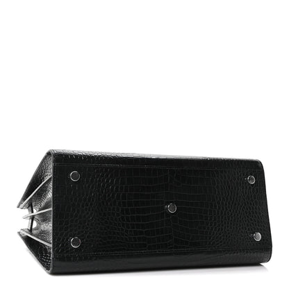 Saint Laurent Calfskin Crocodile Embossed Small Sac de Jour Black 4 of 10