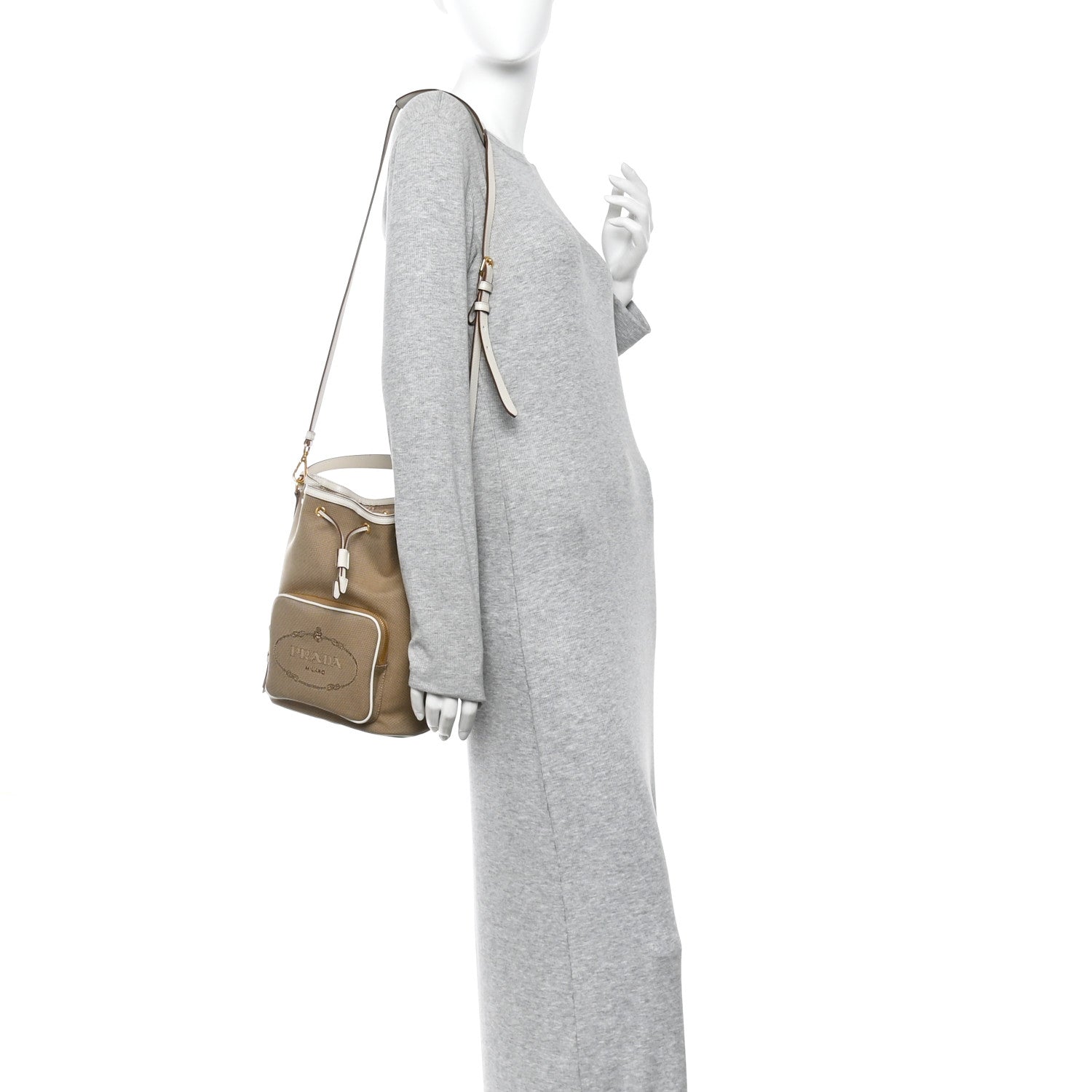 Prada Jacquard Logo Mini Bucket Crossbody Bag Corda Talco 2 of 10