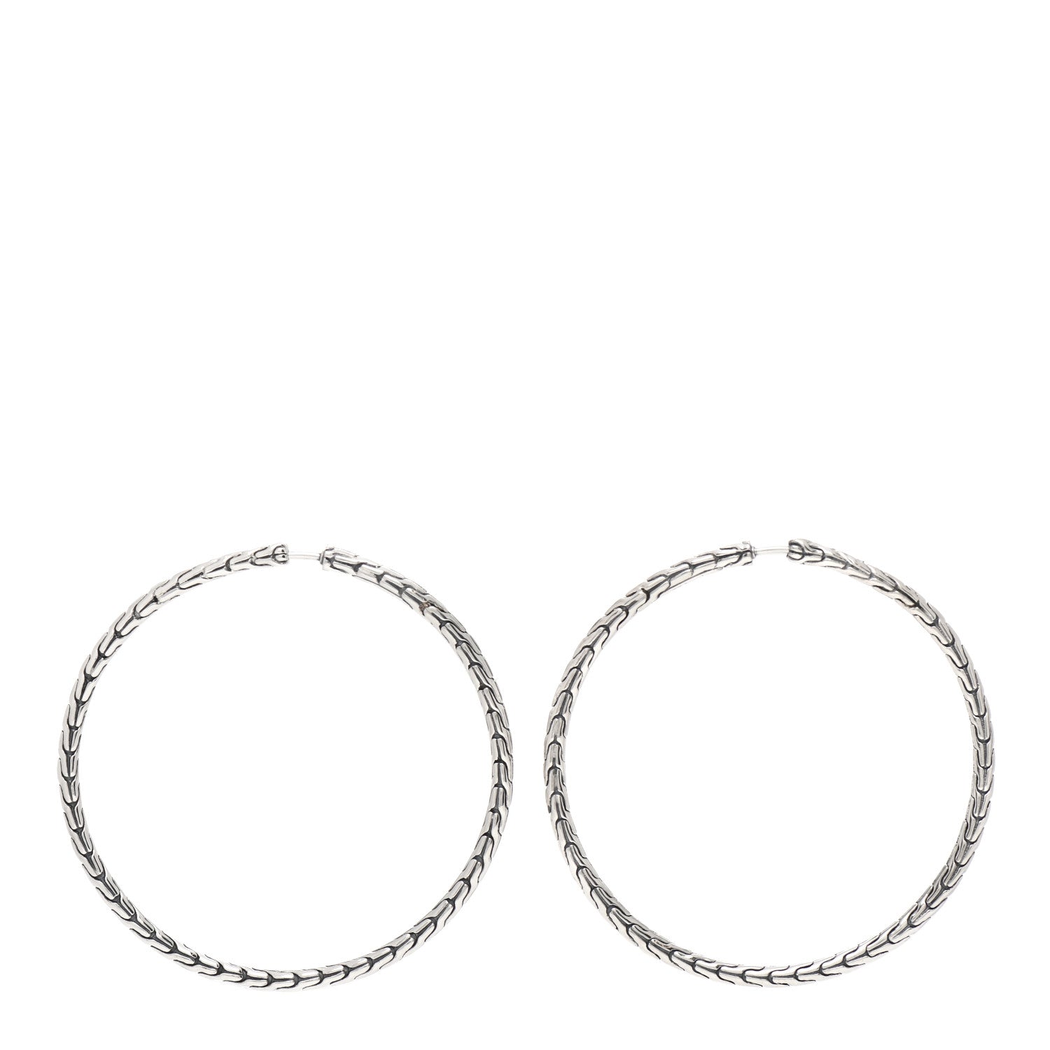 John Hardy Sterling Silver Large Classic Chain Hoop Earrings 1 of 4
