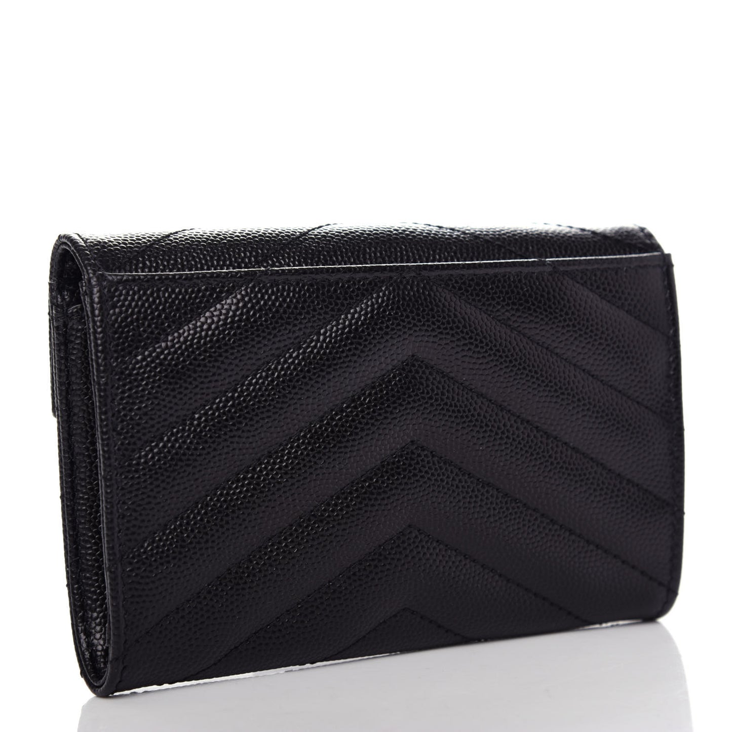 Grain De Poudre Matelasse Chevron Small Monogram Envelope Wallet Black
