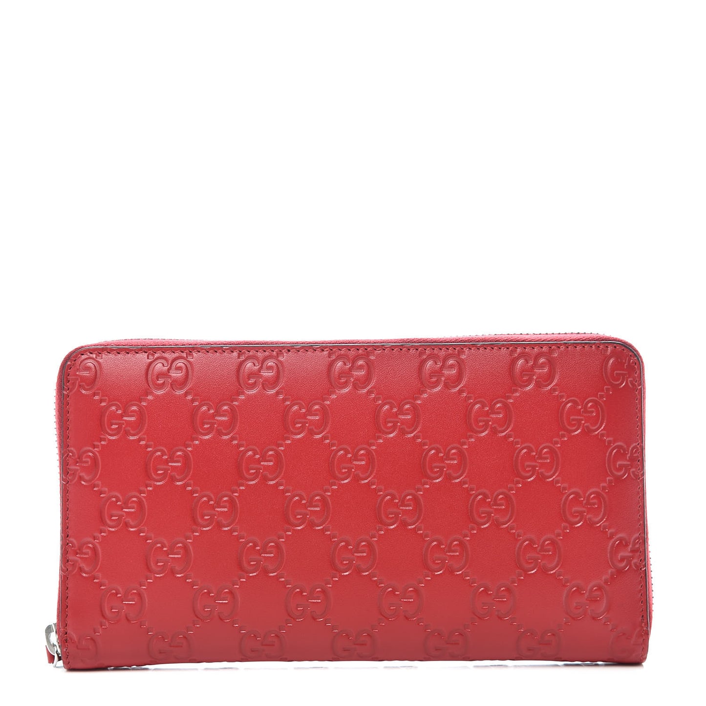 Guccissima Signature Zip Around Organizer Wallet Hibiscus Red