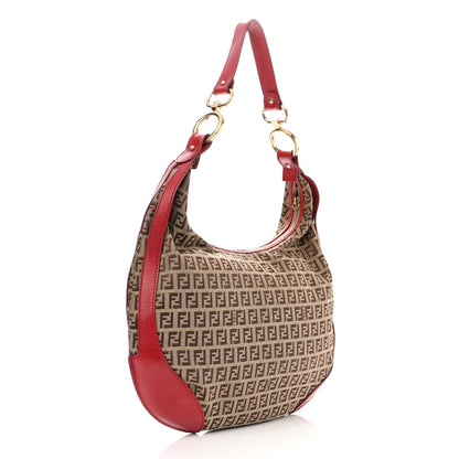 Fendi Zucchino Cuoio Chef Hobo Mogano Panna Rosso 3 of 16
