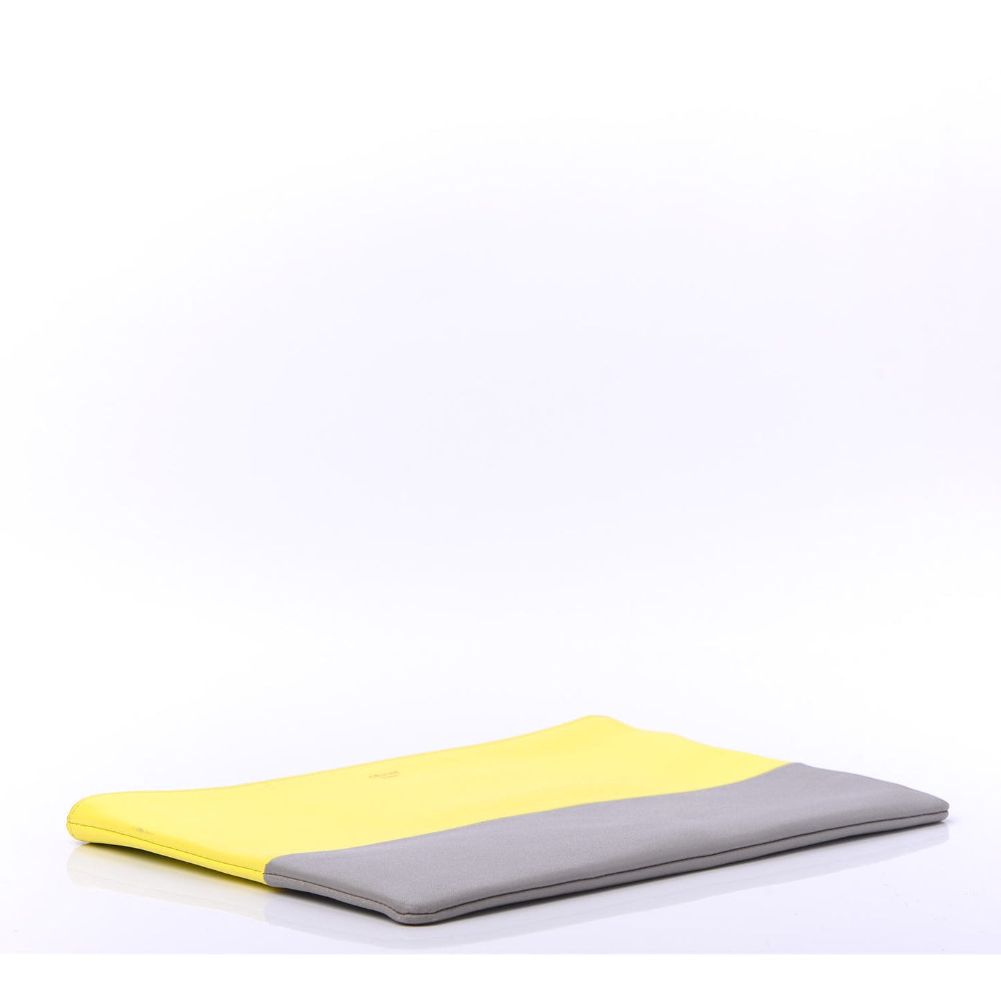 Lambskin Bi-Color Solo Clutch Pouch Fluo Yellow Grey