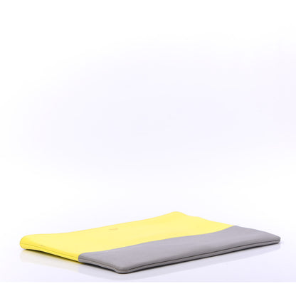 Celine Lambskin Bi-Color Solo Clutch Pouch Fluo Yellow Grey 4 of 9