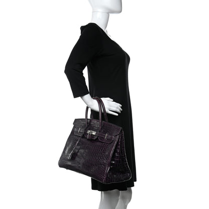 Hermes Shiny Porosus Crocodile Birkin 35 Cassis 2 of 15