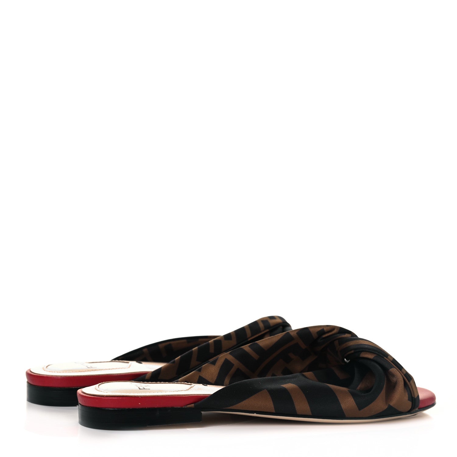 Fendi Silk FF Twist Flat Mules 37 Tobacco 4 of 7