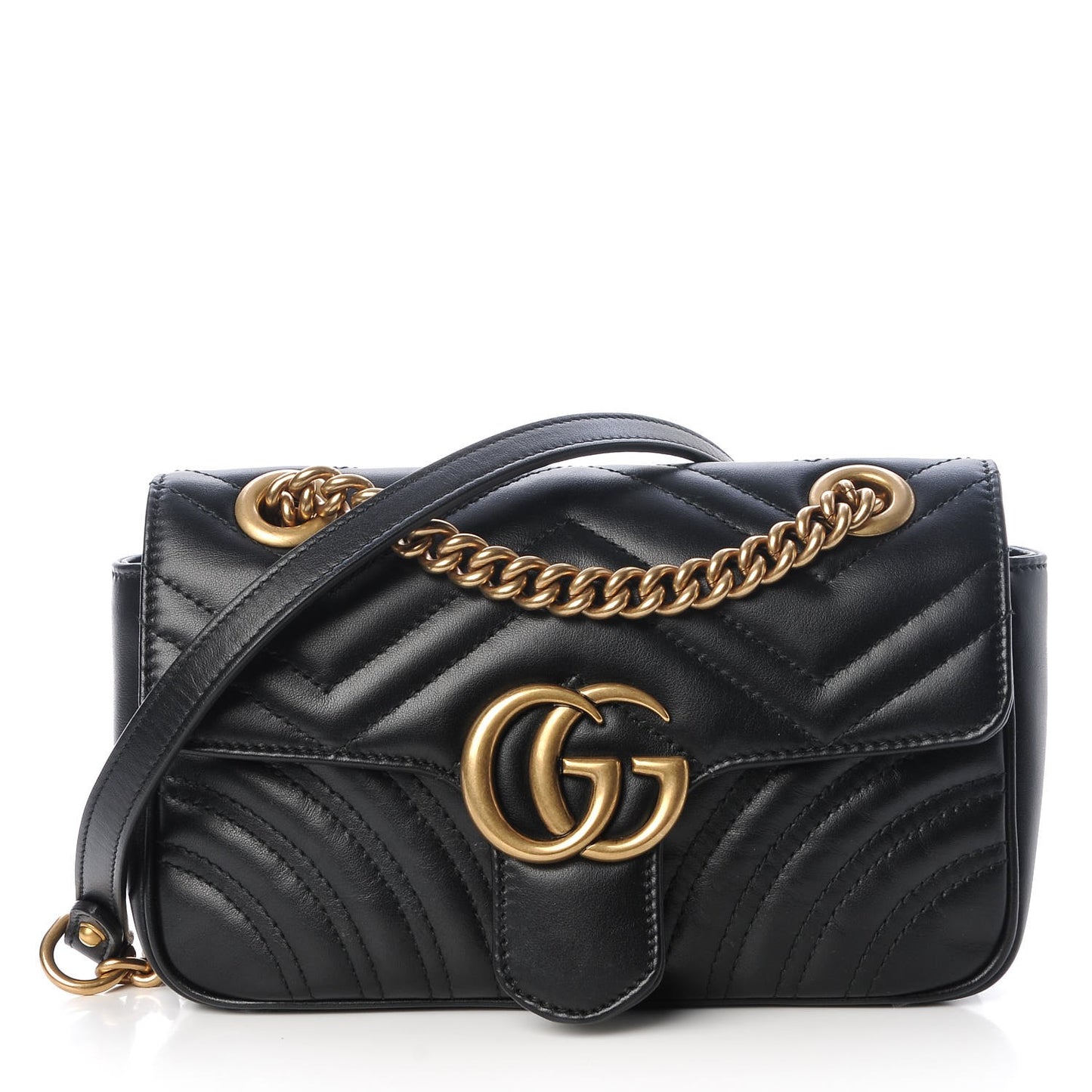 Calfskin Matelasse Mini GG Marmont Shoulder Bag Black