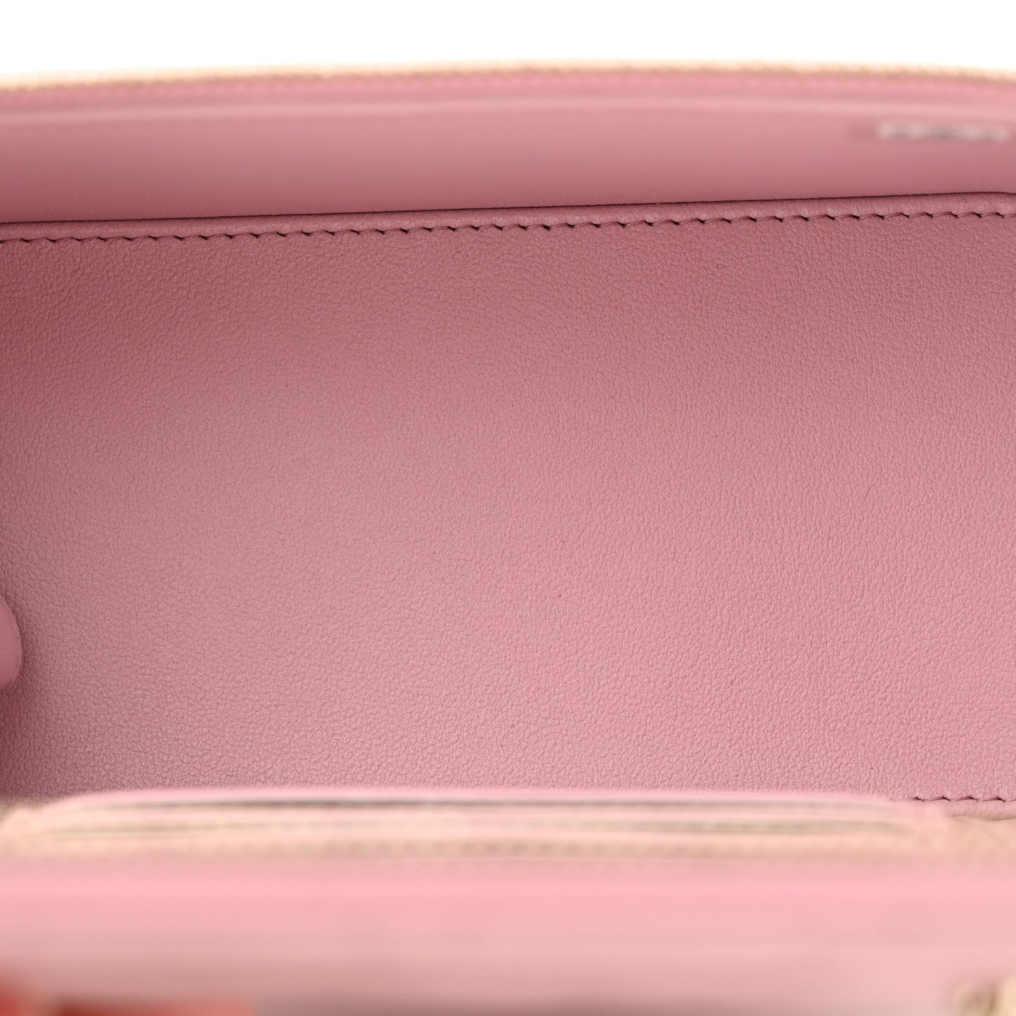 Lambskin Quilted Small Top Handle Vanity Case With Chain Pink
