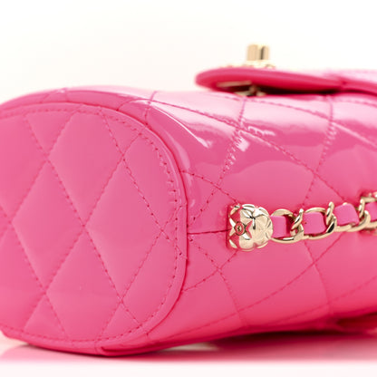 Chanel Patent Quilted CC Vani-Tea Case With Chain Neon Pink 10 of 11