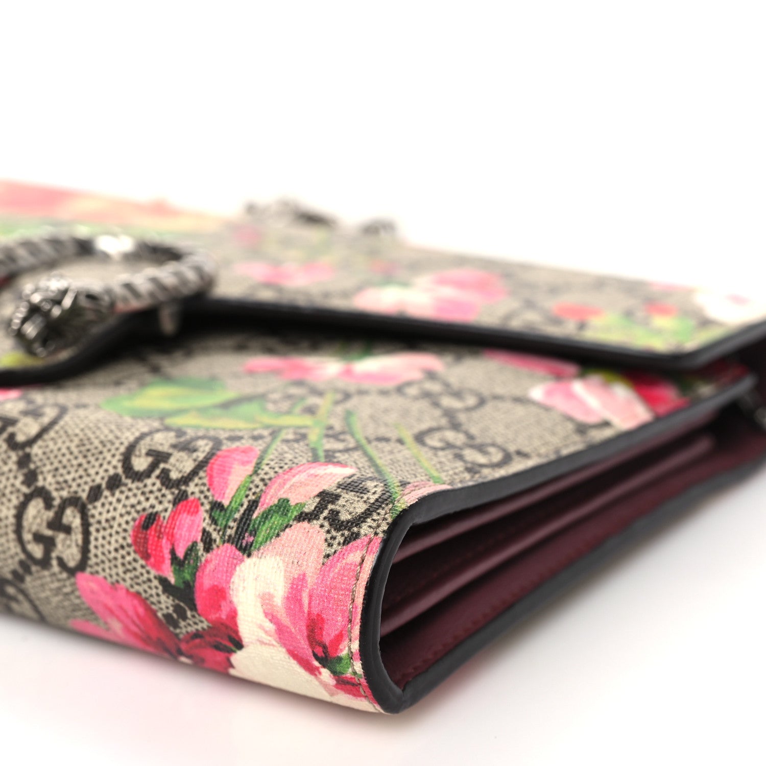 Gucci GG Supreme Monogram Blooms Mini Dionysus Chain Wallet Beige Multicolor Dry Rose 10 of 11