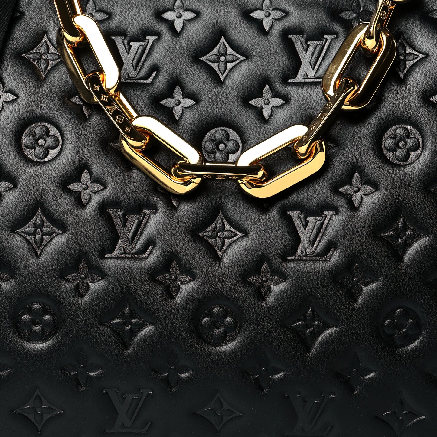 Lambskin Embossed Monogram Coussin MM Black