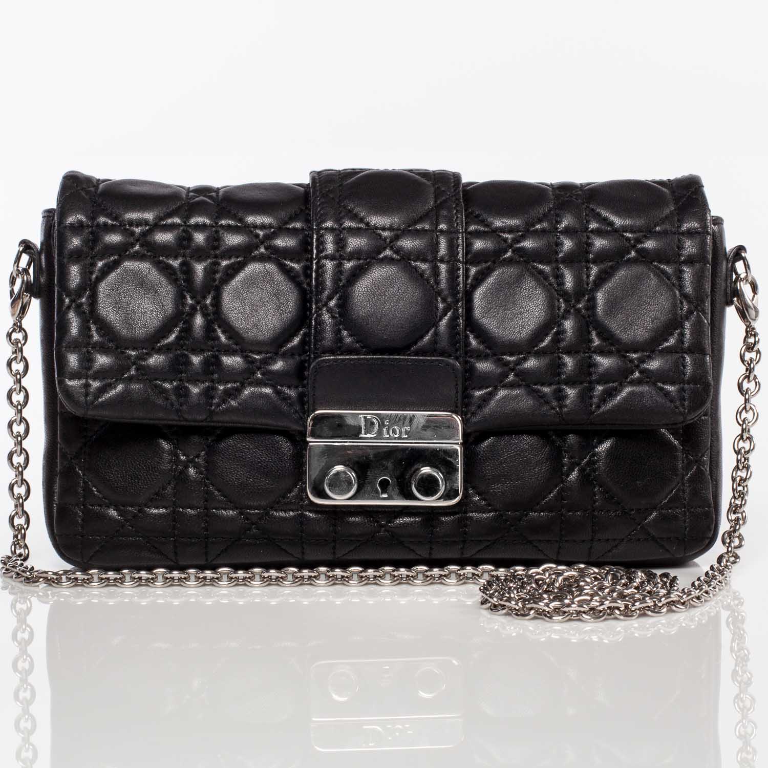 Christian Dior Lambskin Cannage New Lock Pouch Black 1 of 8
