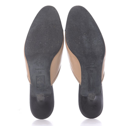 Chanel Lambskin Cap Toe CC Mules 38 Beige Black 5 of 10