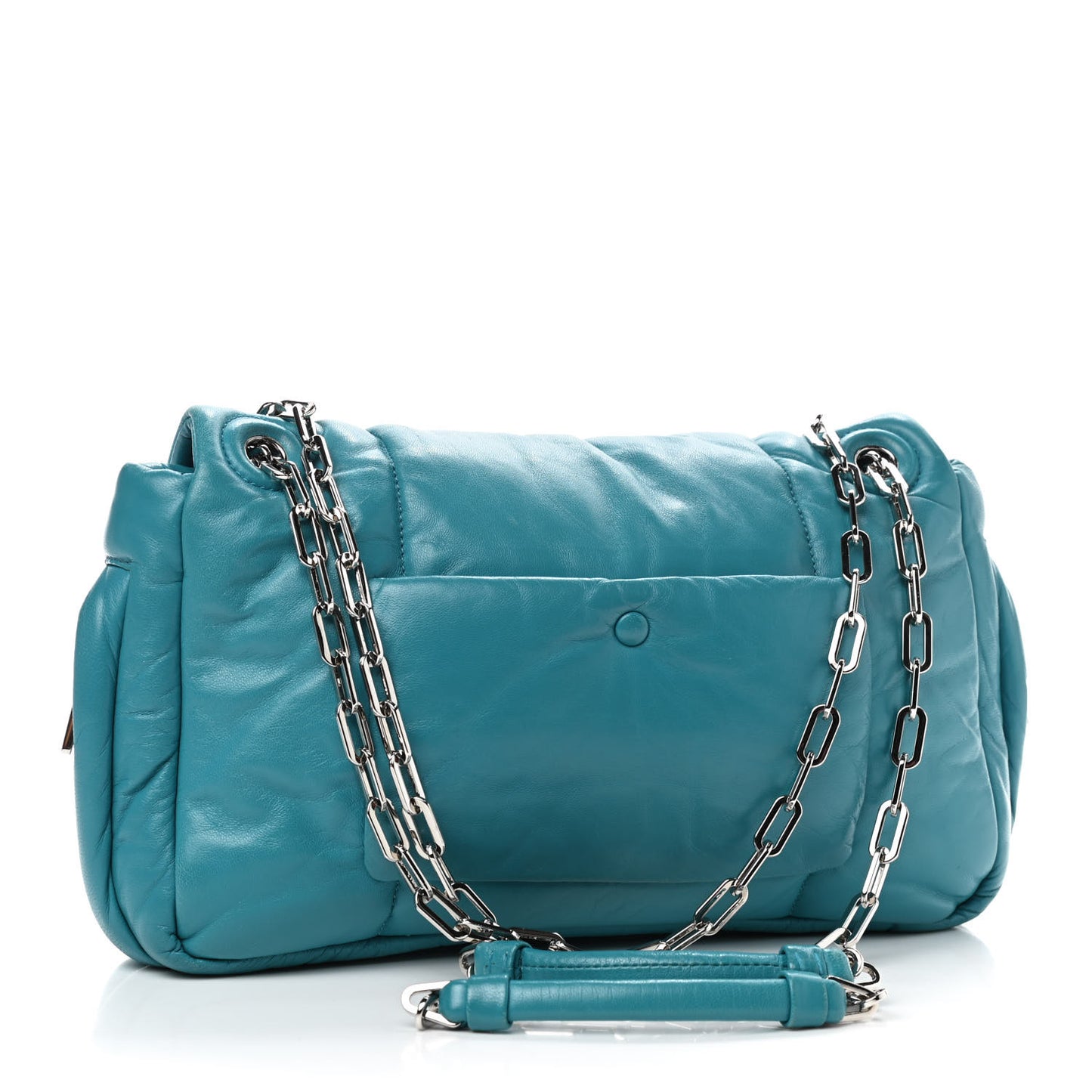 Nappa Bomber Sound Chain Flap Shoulder Bag Turchese