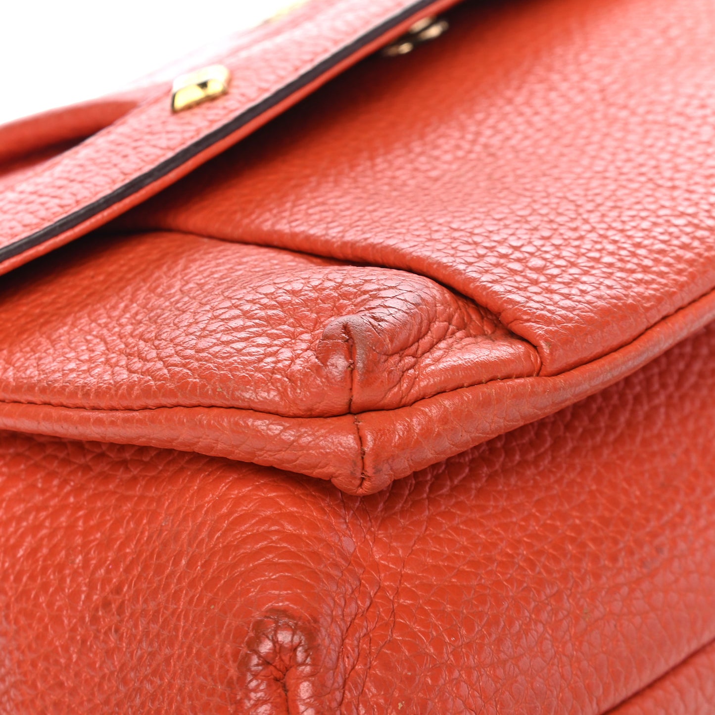 Grained Calfskin Studded Shoulder Bag Orange