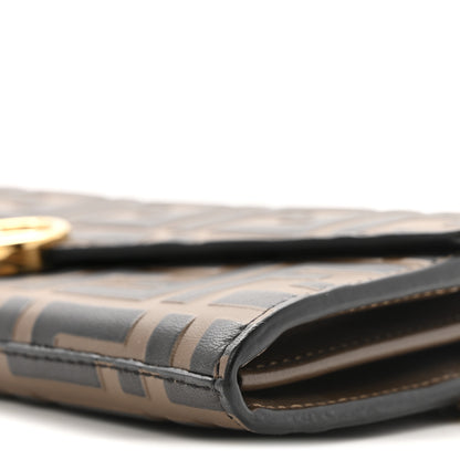 Fendi Vitello Soft F is Fendi Bi-Color FF 1974 Embossed Continental Envelope Wallet On Chain Maya Black 11 of 13