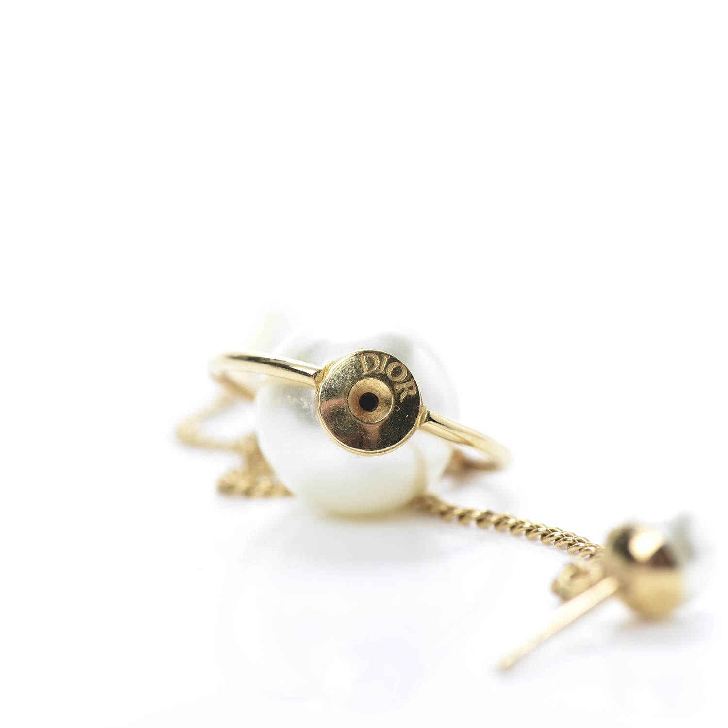 Christian Dior Pearl Tribales Dangle Chain Earrings Gold 5 of 5