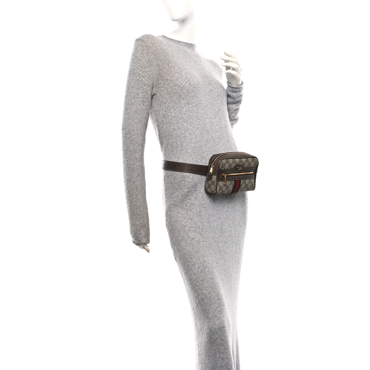 GG Supreme Monogram Web Small Ophidia Belt Bag 75 30 Dark Brown