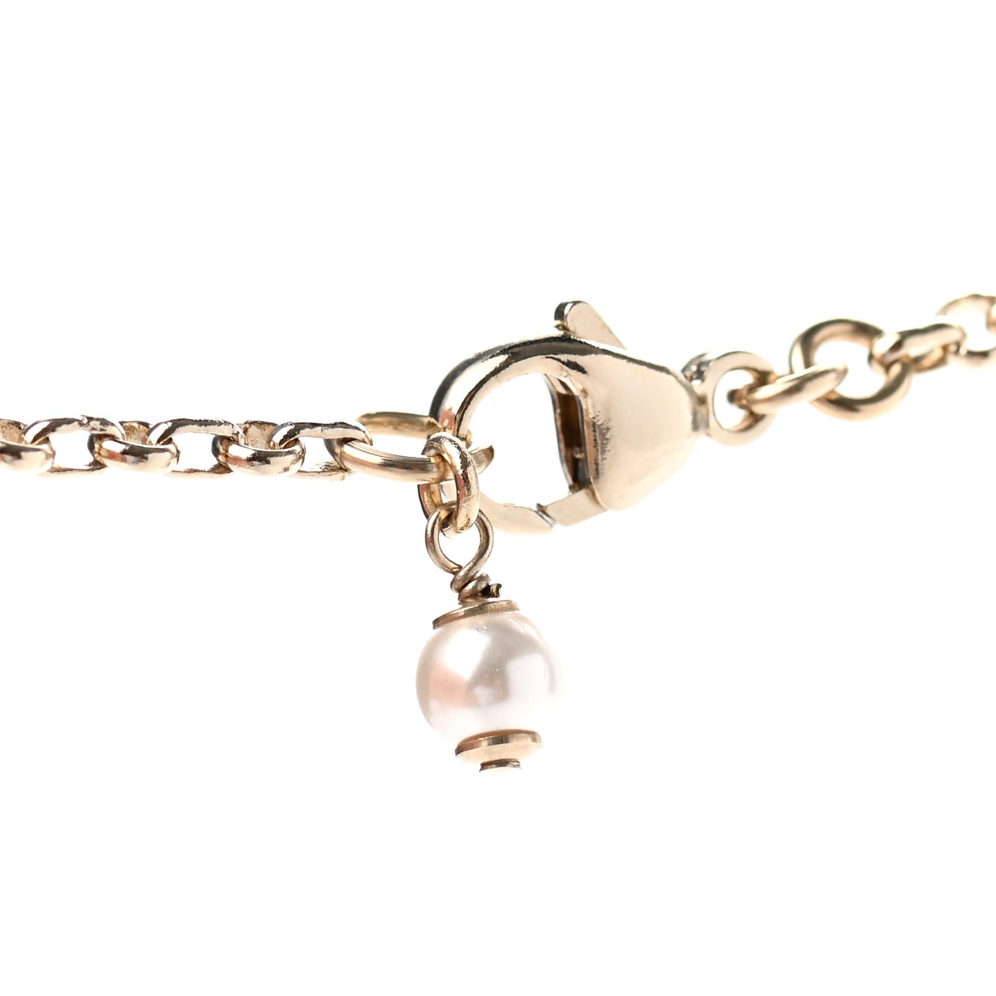 Pearl Crystal CC Pendant Necklace Silver