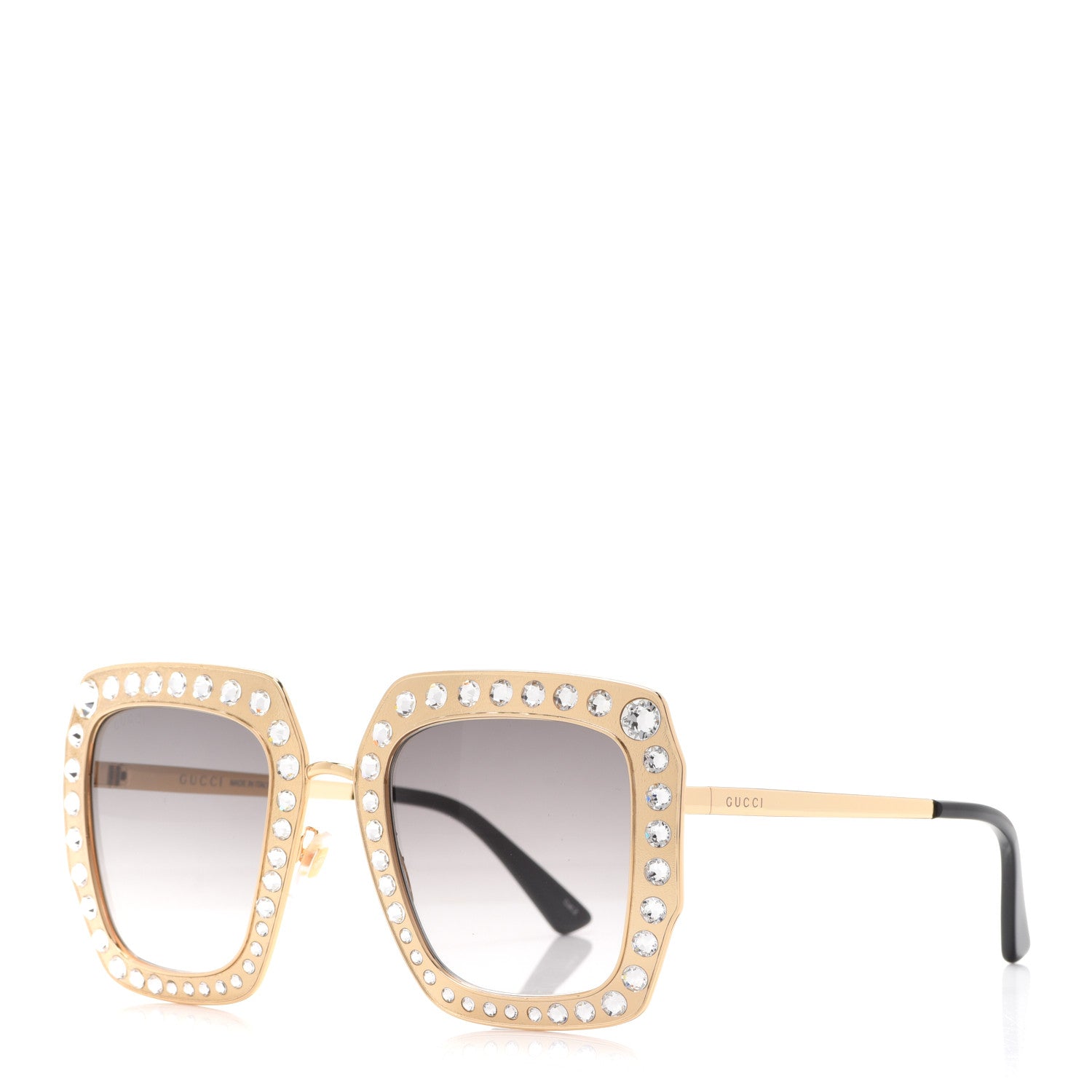 Gucci Metal Acetate Crystal Oversize GG0115S Sunglasses Gold 1 of 8