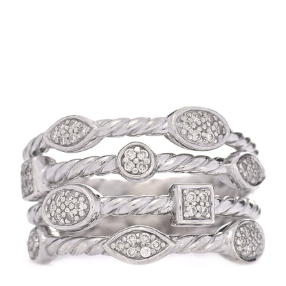 David Yurman Sterling Silver Diamond Confetti 4 Row Ring 58 8.25 1 of 6
